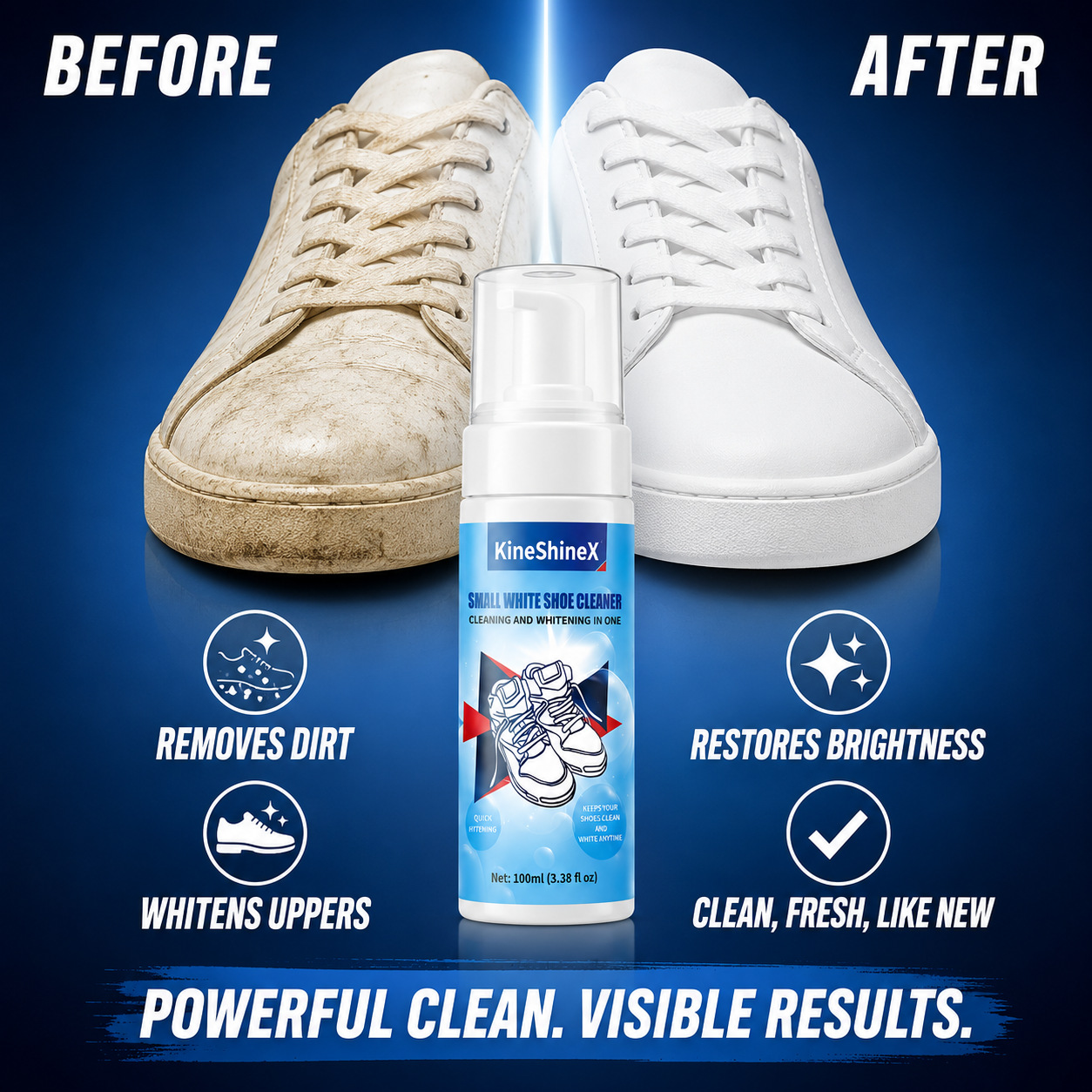 Sneaker Shoe Care Kit - ギヘン靴クリーナーキット、水を使わない泡状靴クリーナー、靴ブラシと靴拭きクロス付き、スニーカーケア、靴のお手入れに最適